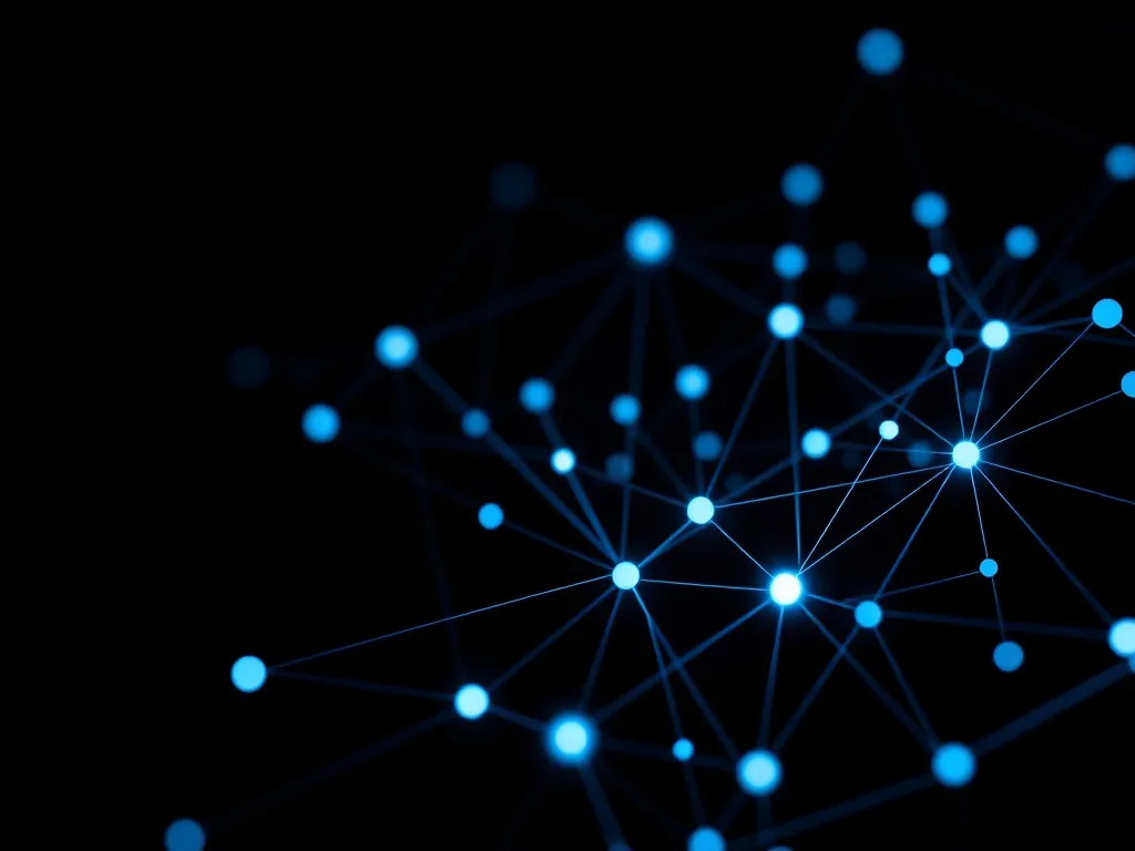 Abstract visualization of data nodes and connections, glowin