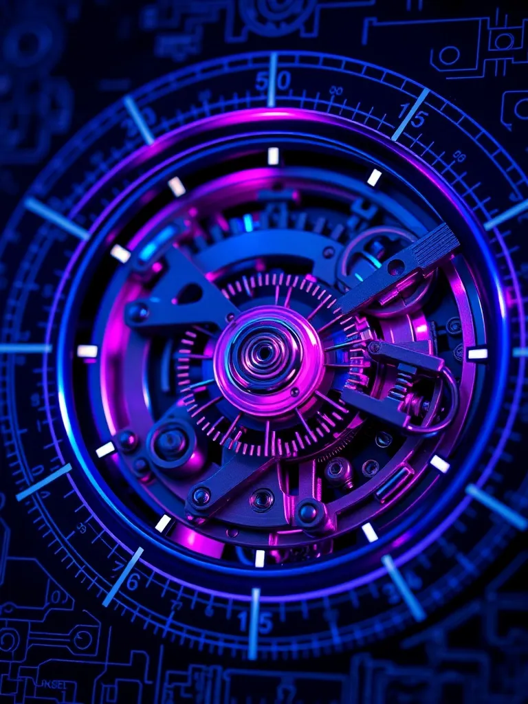 A technical blueprint of a precision mechanical clockwork me
