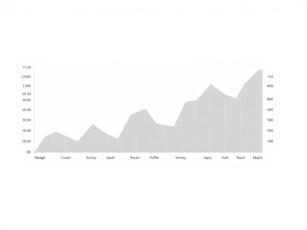 A technical black and white line chart showing financial rec